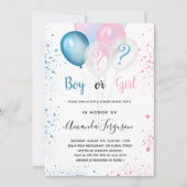 ジェンダーは赤ちゃんシャワー青ピンクの男の子の女の子を明かす 招待状 (正面)