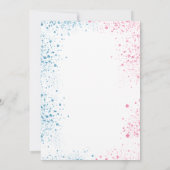 ジェンダーは赤ちゃんシャワー青ピンクの男の子の女の子を明かす 招待状 (裏面)