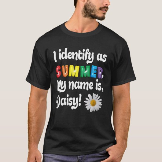 ジェンダーアイデンティティサマー デイジー花で幸せな庭 Tシャツ (正面)