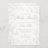 ジェンダーエレガントニュートラルBohoシックフローラベビーシャワー 招待状 (正面/裏面)