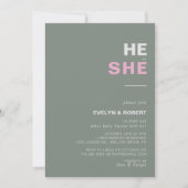 ジェンダーエレガントリビールのミニマリスト・グリーン 招待状 (正面)