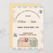 ジェンダースペインのリビール招待状ニーニャオニーニャ 招待状 (正面/裏面)