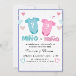 ジェンダースペインのリビール招待状Revelacion de genero 招待状