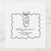 ジェンダーニュートラルでかわいい赤ちゃんとリボンのモダンなベビーシャワー ワインラベル (シングルラベル)