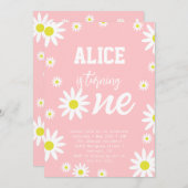 ジェンダーニュートラルなダイシーの1歳誕生日パーティー ボホ ワイト 招待状 (正面/裏面)