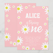 ジェンダーニュートラルなダイジーの1歳誕生日パーティー ボホ ワイト 招待状 (正面/裏面)