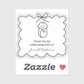 ジェンダーニュートラルなブラックモダン ベイビーシャワー感謝カード シール (シート)