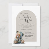 ジェンダーニュートラルなベイビーシャワーの「We Can Bearly Wait」 招待状 (正面)