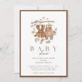 ジェンダーニュートラルなラスティック ヴィンテージ ベイビーシャワー 招待状 (正面)
