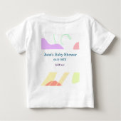 ジェンダーニュートラルな抽象的な形のベビーシャワーの名前 ベビーTシャツ (裏面)