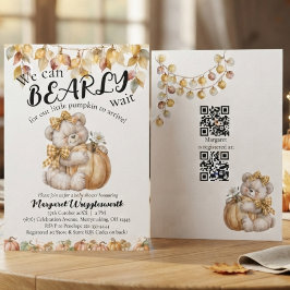 ジェンダーニュートラルなQRコードベビーシャワー Can Bearly Wait 招待状