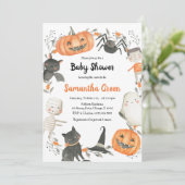 ジェンダーニュートラルのハロウィン ベビーシャワー招待状 招待状 (スタンド正面)