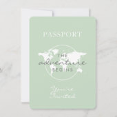 ジェンダーニュートラルのパスポートトラベルテーマのベビーシャワー 招待状 (正面)