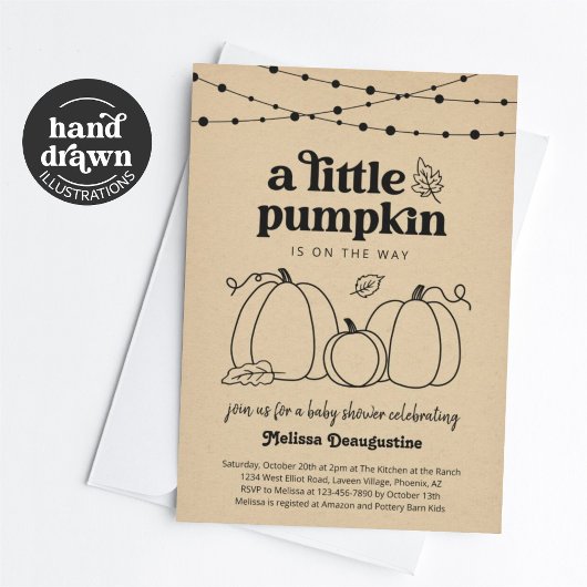 ジェンダーニュートラルのパンプキンベイビーシャワー招待状 招待状