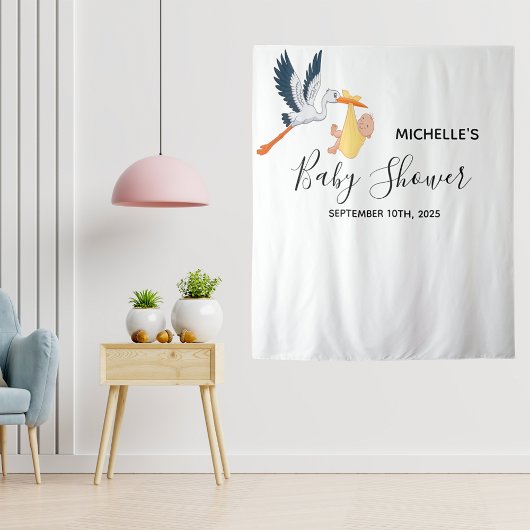 ジェンダーニュートラルのベビーシャワーストルク写真用背景 タペストリー