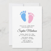 ジェンダーニュートラルのベビーシャワー 赤ちゃんの足跡 招待状 (正面)