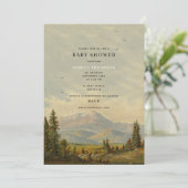 ジェンダーニュートラルの松林のベビーシャワー 招待状 (スタンド正面)