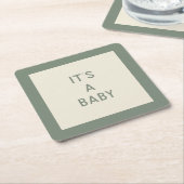 ジェンダーニュートラル赤ちゃんシャワー紙コースター スクエアペーパーコースター (アングル)