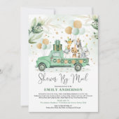 ジェンダーニュートラル サファリ動物 ベビーシャワー バイ メール 招待状 (正面)