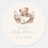 ジェンダーニュートラル テディベア ボヘミアンベイビーシャワーフェイバー ラウンドシール (正面)