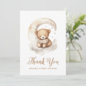 ジェンダーニュートラル テディベア 月 星 ベビーシャワー サンキューカード (スタンド正面)