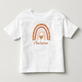 ジェンダーニュートラル テラコッタ ボホ レインボー カスタム トドラーTシャツ