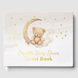 ジェンダーニュートラル ブラウン テディベア ベビーシャワー ゲストブック