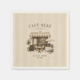 ジェンダーニュートラル ブラウン ベビーシャワー Cafe bebe スタンダードカクテルナプキン