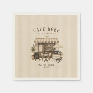 ジェンダーニュートラル ブラウン ベビーシャワー Cafe bebe スタンダードカクテルナプキン