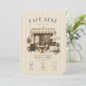 ジェンダーニュートラル ブラウン ベビーシャワー Cafe bebe 招待状 (スタンド正面)
