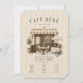 ジェンダーニュートラル ブラウン ベビーシャワー Cafe bebe 招待状 (正面)