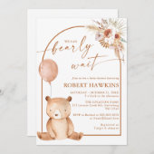 ジェンダーニュートラル ボヘミアンベア ベビーシャワー招待状 招待状 (正面/裏面)