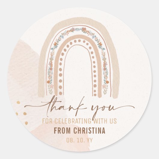 ジェンダーニュートラル ボヘミアンレインボー 水彩ファンシー ラウンドシール (正面)