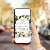 ジェンダーニュートラル ワイルドなサファリ ベイビーシャワー 招待状