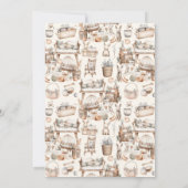 ジェンダーニュートラル ヴィンテージ おもちゃ ベビーシャワー 招待状 (裏面)