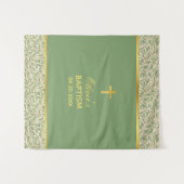 ジェンダーニュートラル 洗礼 フォックスゴールド グリーン 背景 タペストリー (正面(横))