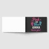 ジェンダーパーソナライズされたリビールピンクまたはブルーのベビーシューウェ ゲストブック (全面)