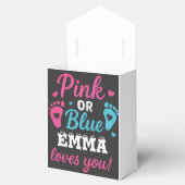 ジェンダーパーソナライズされたリビールピンクまたはブルーのベビーシューウェ フェイバーボックス (オープン)