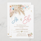 ジェンダーパーティーパンパスグラスボホトロピカル 招待状 (正面/裏面)