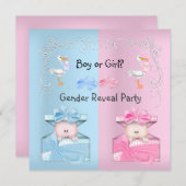 ジェンダーパーティー少年または少女ブルー&ピンク 招待状 (正面/裏面)