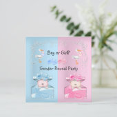 ジェンダーパーティー少年または少女ブルー&ピンク 招待状 (スタンド正面)