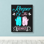 ジェンダーピンクとブルーのテディベアのキーパー キャンバスプリント (インサイチュ (ウッドフロア))