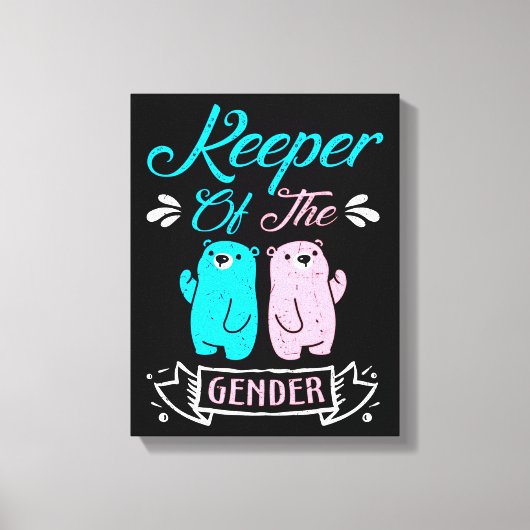 ジェンダーピンクとブルーのテディベアのキーパー キャンバスプリント (正面)