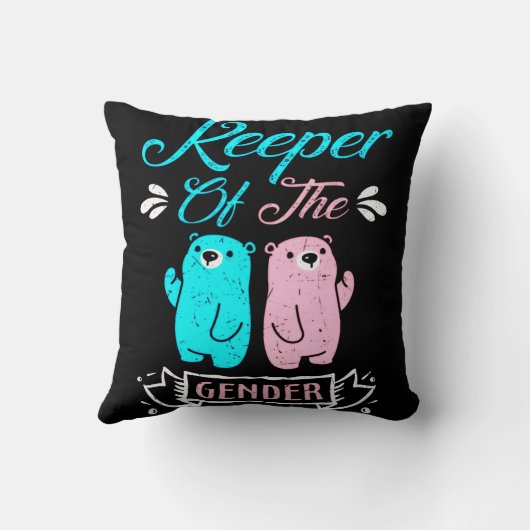 ジェンダーピンクとブルーのテディベアのキーパー クッション (裏面)