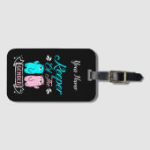 ジェンダーピンクとブルーのテディベアのキーパー ラゲッジタグ (正面横)