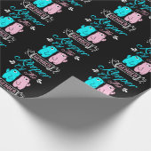 ジェンダーピンクとブルーのテディベアのキーパー ラッピングペーパー (角)