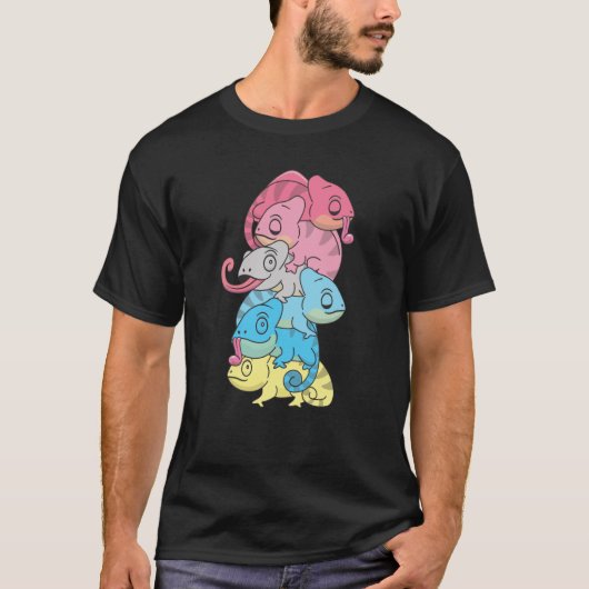 ジェンダーフラックスフラッグジェンダープライドLgbtq Chameleon Tシャツ (正面)