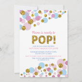 ジェンダーポップ・アートのリーバベビーシャワー金ゴールド招待状 招待状 (正面)