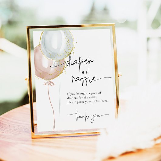 ジェンダーリビールおむつラッフルベビーシャワーゲーム ポスター