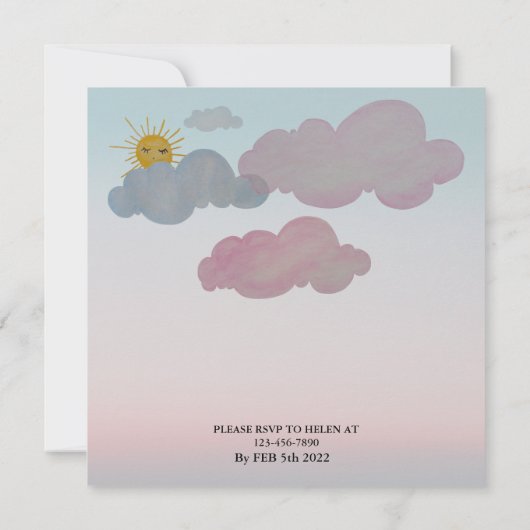 ジェンダーリビールとベビーシャワー招待状 招待状 (裏面)